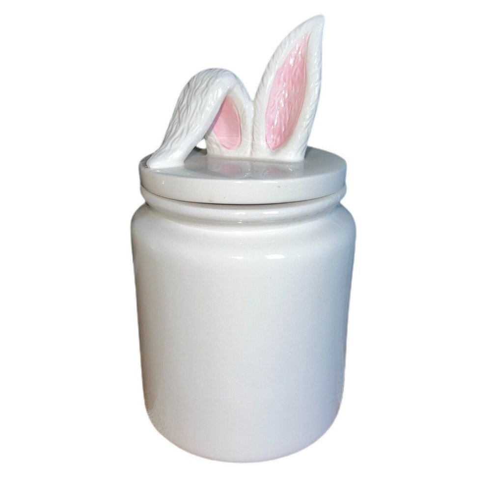 Magenta Whimsey Home Easter Reversible Bunny Long Ears Canister Cookie Jar